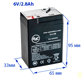 Аккумулятор 6V/2,8Ah для ККТ Орион 100Ф